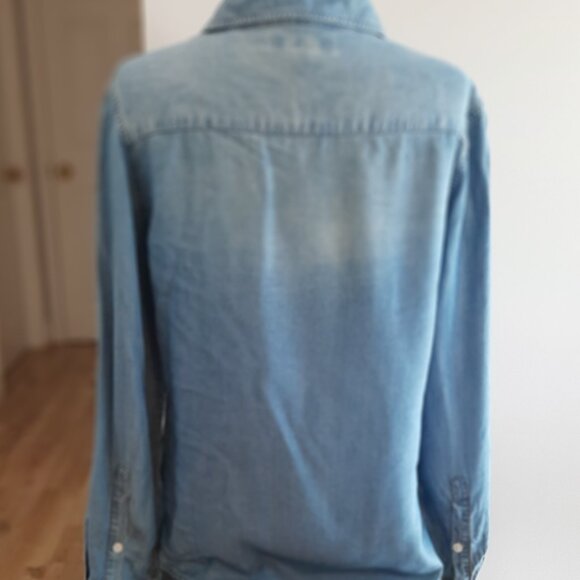 Demin Look Button Up Embroidred Shirt - Picture 3 of 4